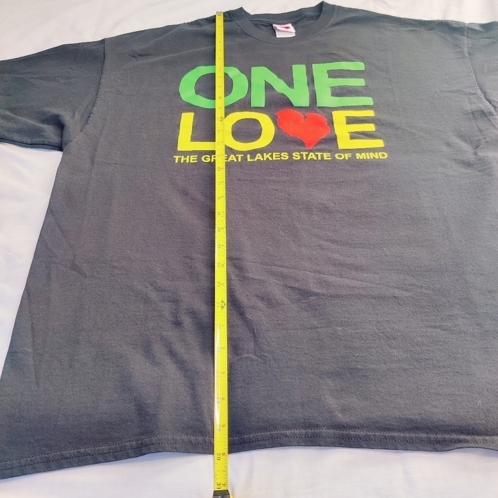 One Love, Great Lakes Men's Tee T-shirt Size 2XL XXL Rasta Black Cotton Michigan - Picture 9 of 12